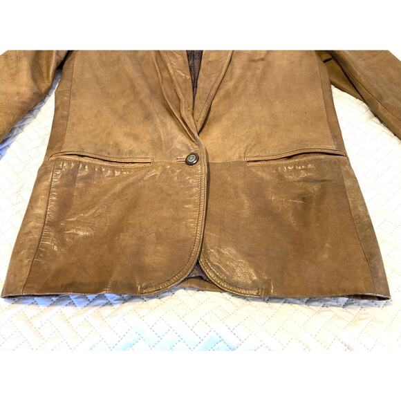 Winlit tan/brown vintage genuine leather jacket Blazer Vintage 80s/90s - Picture 2 of 16